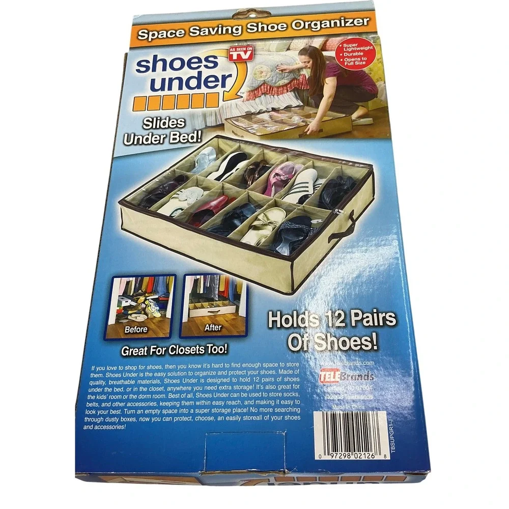 Shoes Under‎ Space Saving Under Bed Shoe Organizer Holds 12 Pairs As Seen On TV